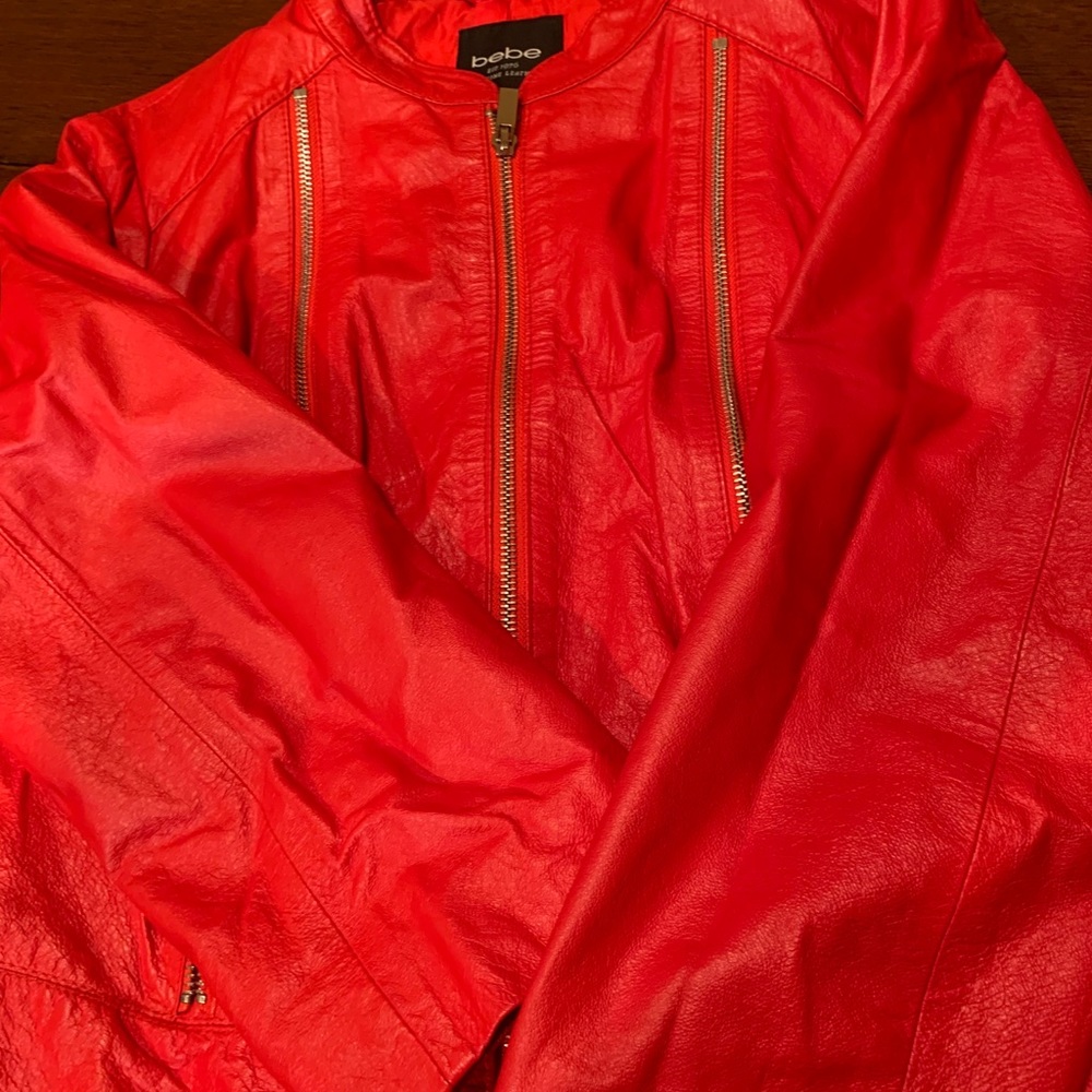 Gorgeous BEBE real leather jacket, size M , sassy!Must have!Absolutely gorgeous